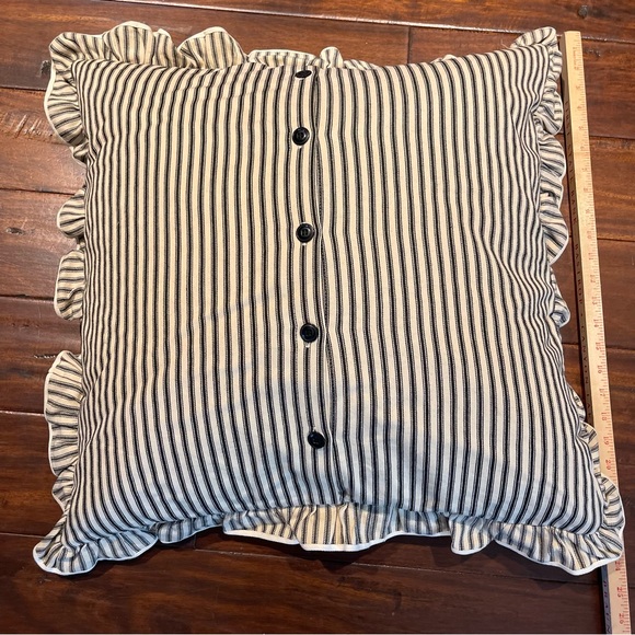 Ralph Lauren black ticking throw pillow with feather insert 22” - Picture 1 of 9